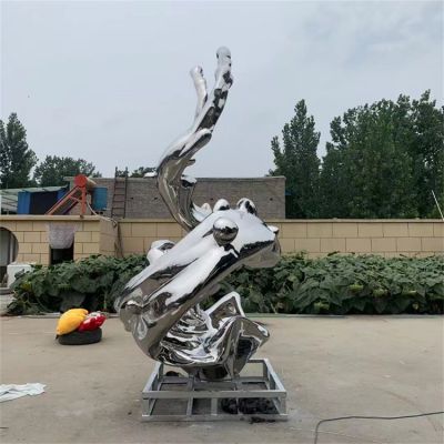 不銹鋼創(chuàng  )意鏡面海浪浪花小區噴泉雕塑