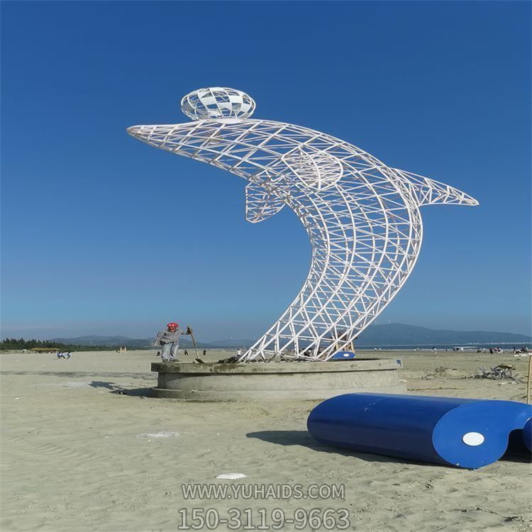 鏤空海豚不銹鋼雕塑 海邊廣場(chǎng)大型景觀(guān)雕塑