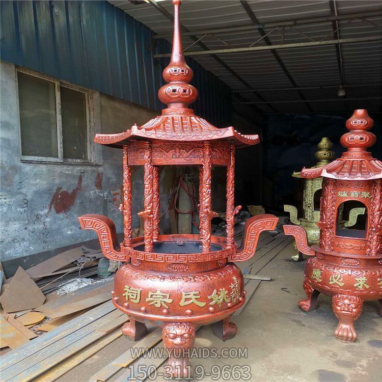 宗祠寺院戶(hù)外擺放焚經(jīng)化寶鑄銅香爐雕塑