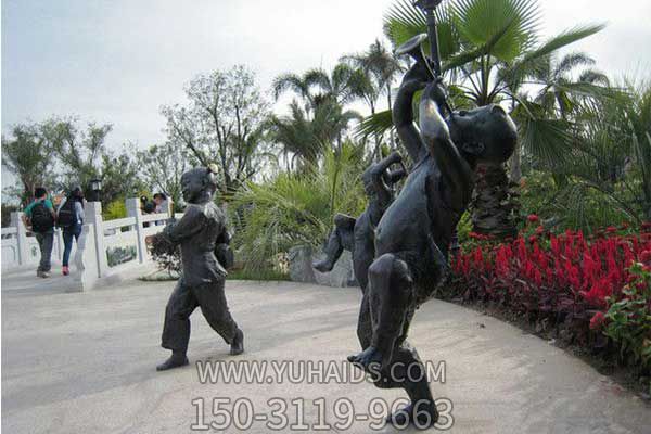 兒童雕塑-公園創(chuàng )意吹嗩吶的兒童雕塑