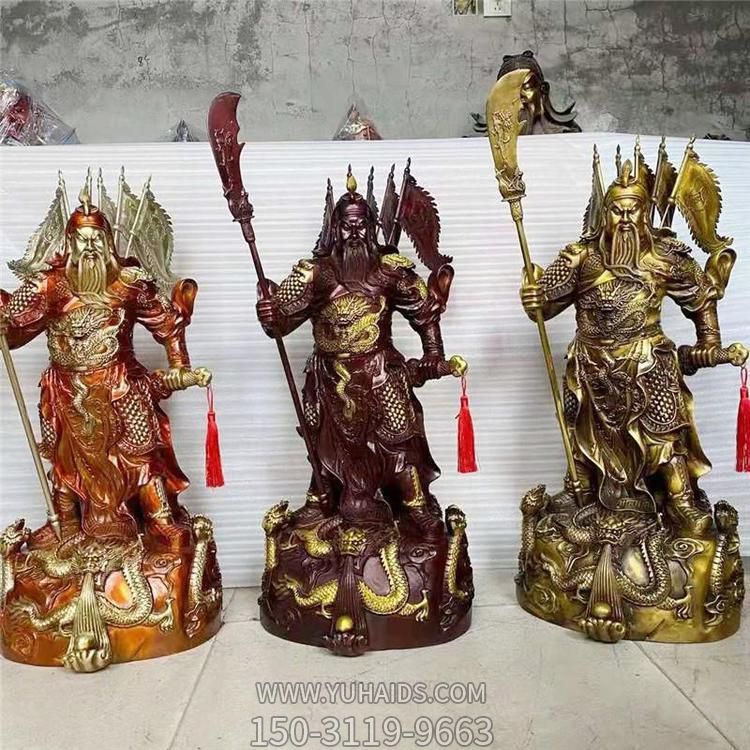 關(guān)公玻璃鋼仿銅園林景觀(guān)財神擺件雕塑