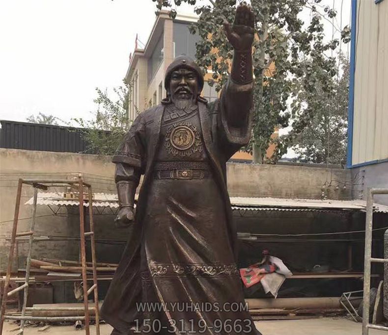 景區揮手銅雕創(chuàng )意成吉思汗雕塑