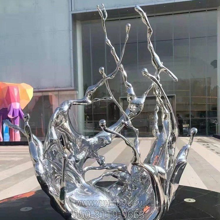 廣場(chǎng)不銹鋼鏡面拋光工藝海浪景觀(guān)小品雕塑