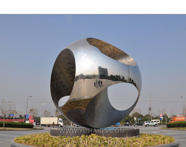 廣場(chǎng)創(chuàng )意抽象鏤空不銹鋼球體雕塑