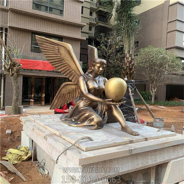 玻璃鋼仿銅戶(hù)外園林小區西方人物花仙子雕塑
