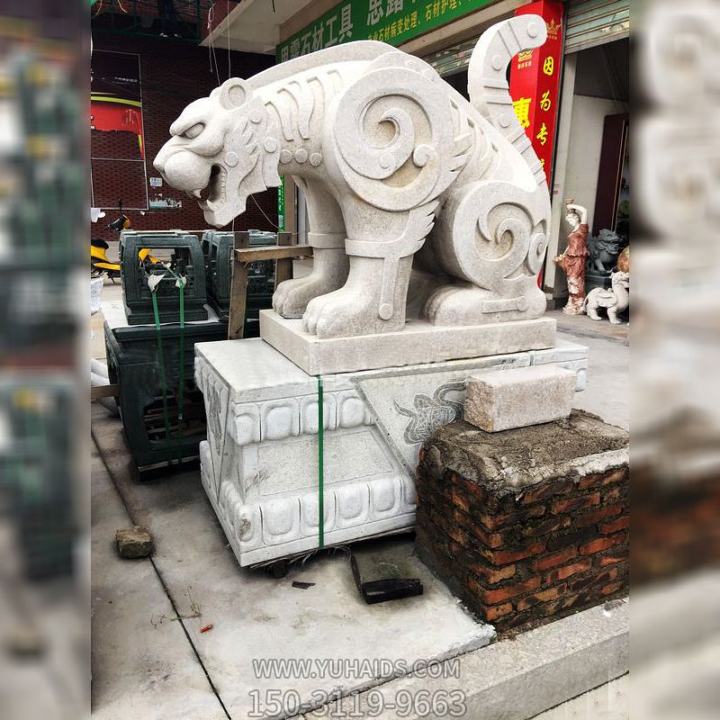 寺廟漢白玉創(chuàng )意仿古豹子雕塑