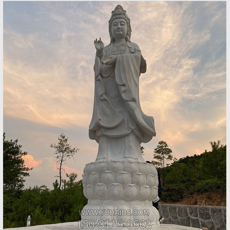 漢白玉浮雕南海滴水觀(guān)音佛神像寺院室外供奉佛像雕塑