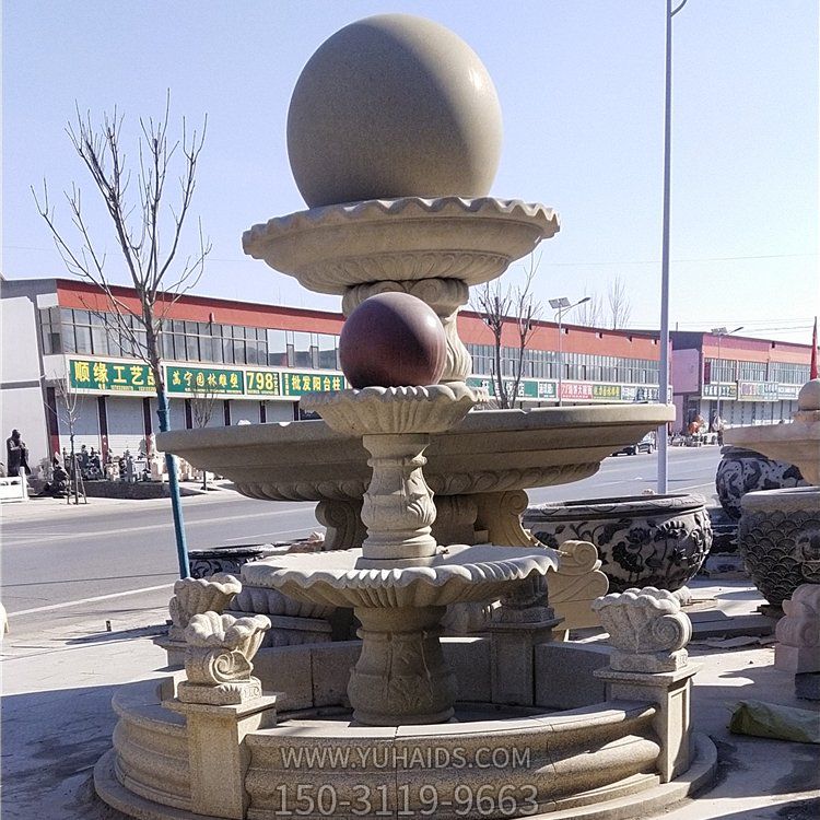 大理石石雕戶(hù)外園林景觀(guān)風(fēng)水球流水擺件噴泉雕塑