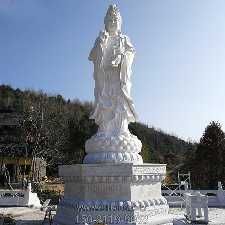 觀(guān)音佛像，漢白玉滴水觀(guān)音石雕石像雕塑