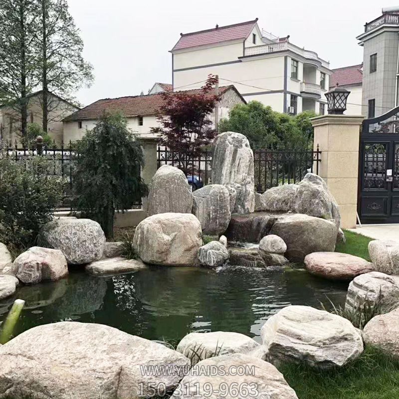 別墅室外池塘假山石景觀(guān)雕塑