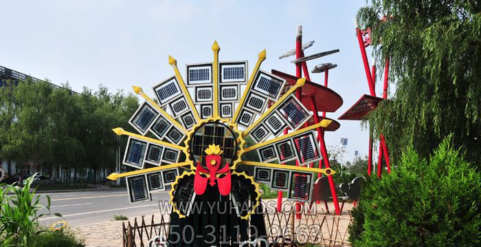 公園戶(hù)外創(chuàng )意抽象風(fēng)車(chē)型臉譜雕塑