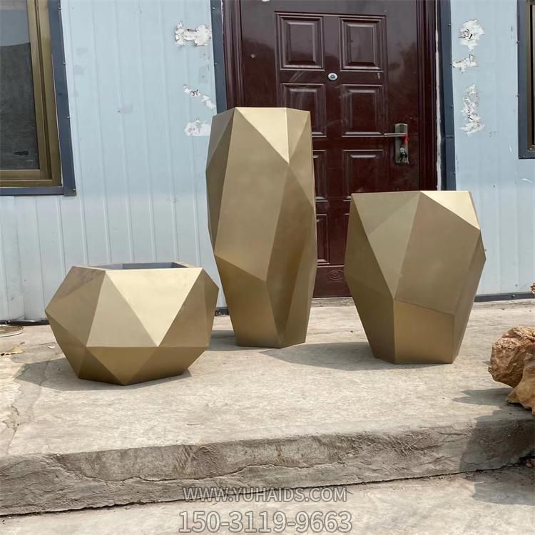 幾何不銹鋼戶(hù)外室內花盆雕塑