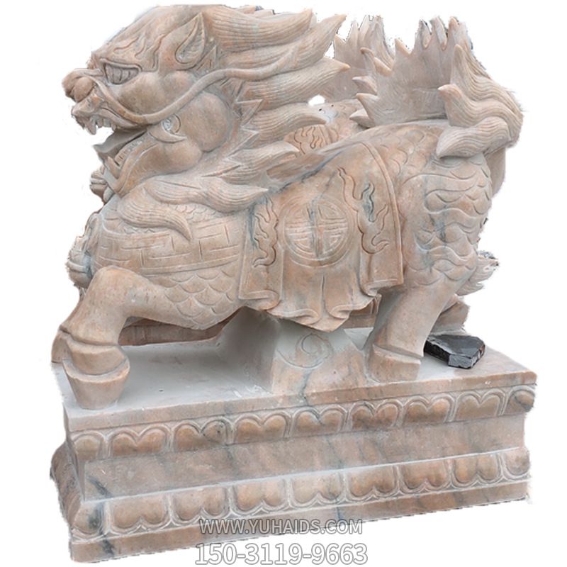 戶(hù)外景區晚霞紅石雕大型動(dòng)物景觀(guān)麒麟雕塑