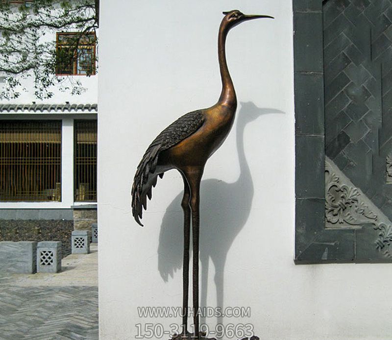 公園景區創(chuàng )意不銹鋼仿銅鶴雕塑