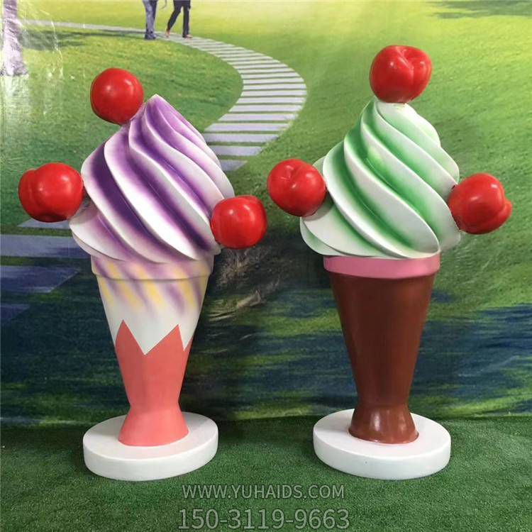 玻璃鋼彩繪大型甜品店創(chuàng  )意冰淇淋雕塑