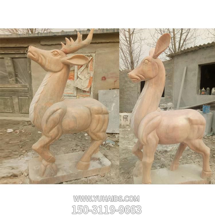 公園戶(hù)外草坪擺放大理石雕刻山羊動(dòng)物景觀(guān)雕塑