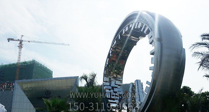 公園創(chuàng )意不銹鋼齒輪圓環(huán)雕塑