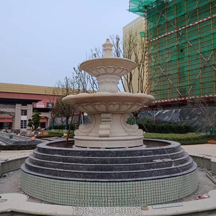 大型大理石石雕戶(hù)外園林創(chuàng  )意噴泉雕塑