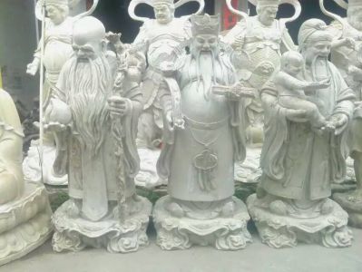 戶(hù)外景觀(guān)大型仿真人物景觀(guān)漢白玉石雕福祿壽雕塑