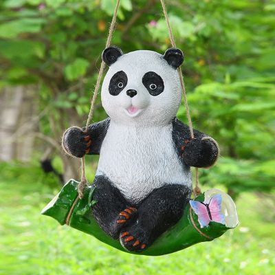 室外動(dòng)物園草坪創(chuàng  )意景觀(guān)擺件玻璃鋼仿真動(dòng)物熊貓雕塑