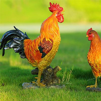 戶(hù)外園林草坪玻璃鋼仿真公雞雕塑擺件