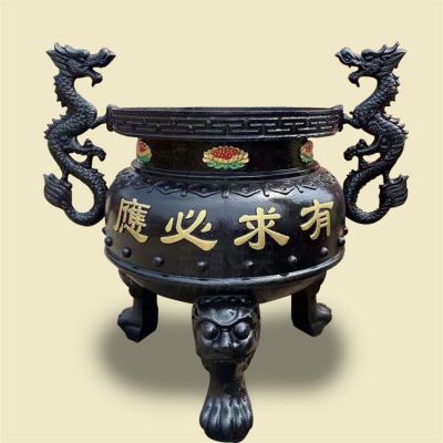玻璃鋼仿銅戶(hù)外園林景區大型雙龍香爐