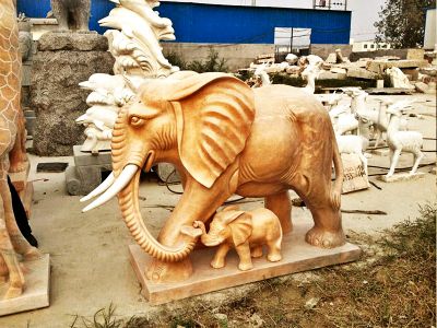 戶(hù)外公園黃銅母子象雕塑