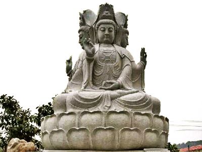 景區戶(hù)外大型大理石石雕三面觀(guān)音菩薩雕塑