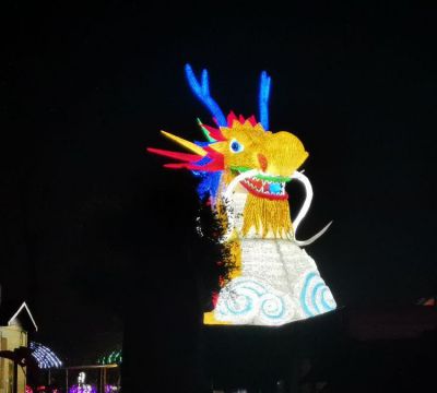 城市廣場(chǎng)擺放玻璃鋼燈光亮化生肖龍景觀(guān)雕塑