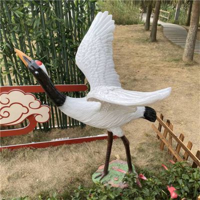 玻璃鋼仿真動(dòng)物景觀(guān)仙鶴雕塑
