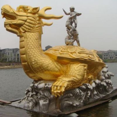 大型創(chuàng  )意大型浮雕龍龜雕塑擺件