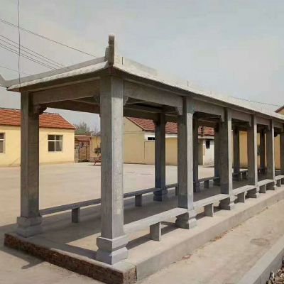 企業(yè)公園擺放長(cháng)廊青石仿古建休閑涼亭