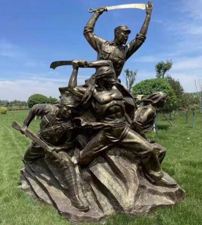 玻璃鋼仿銅八路軍主題人物雕塑紀念廣場(chǎng)擺件