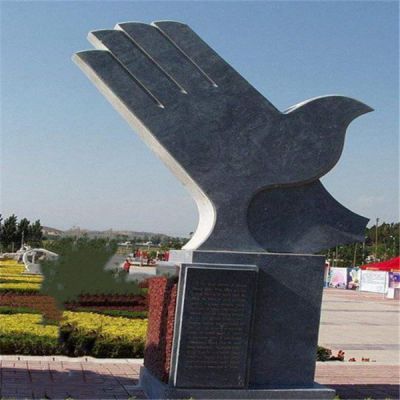 大理石石雕戶(hù)外園林景觀(guān)抽象鴿子雕塑