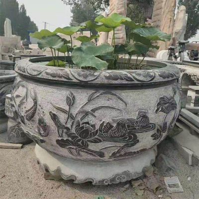 仿古做舊大型庭院養魚(yú)種花魚(yú)缸擺件