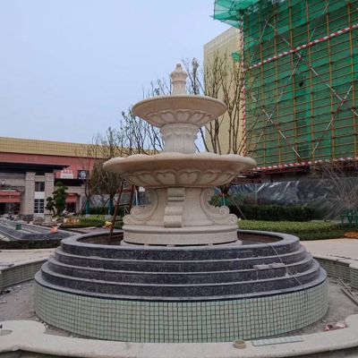 大型大理石石雕戶(hù)外園林創(chuàng  )意噴泉雕塑