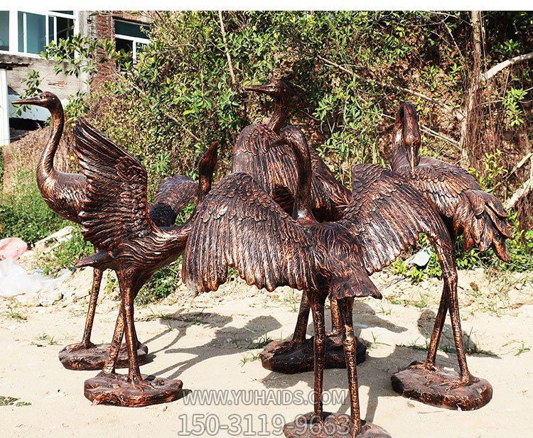 公園不銹鋼仿銅大型戶(hù)外裝飾品鶴雕塑