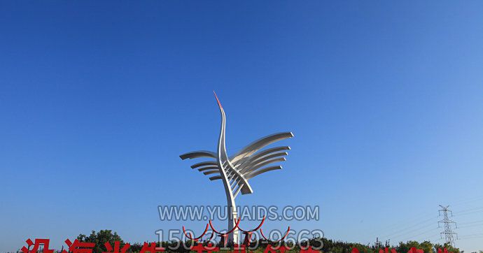 城市創(chuàng  )意不銹鋼抽象仙鶴雕塑