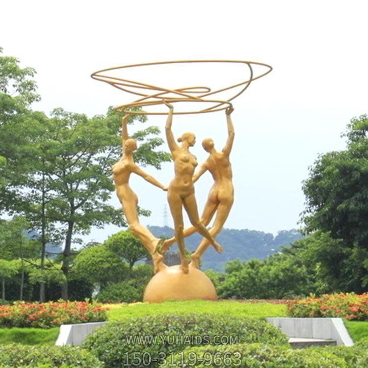 公園擺放大型創(chuàng  )意不銹鋼噴漆藝術(shù)體操運動(dòng)人物雕塑