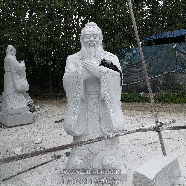 孔子石雕像，漢白玉大理石石雕孔圣人雕塑