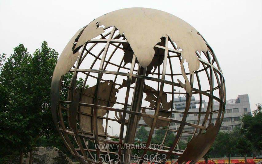 公園廣場(chǎng)創(chuàng )意不銹鋼地球儀雕塑