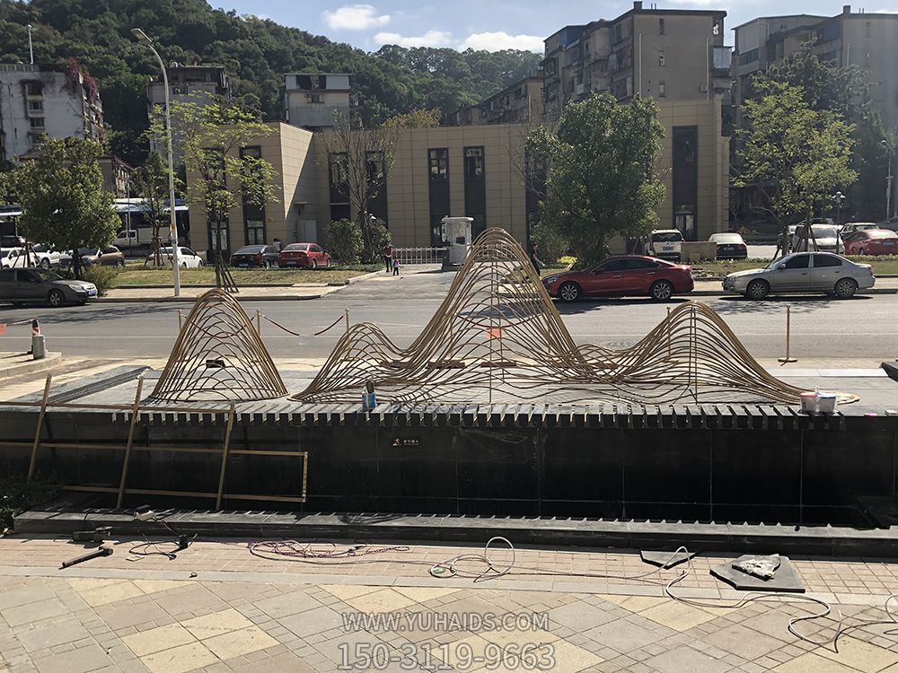 酒店小區金屬擺件水池水景景觀(guān)雕塑鏤空假山不銹鋼雕塑