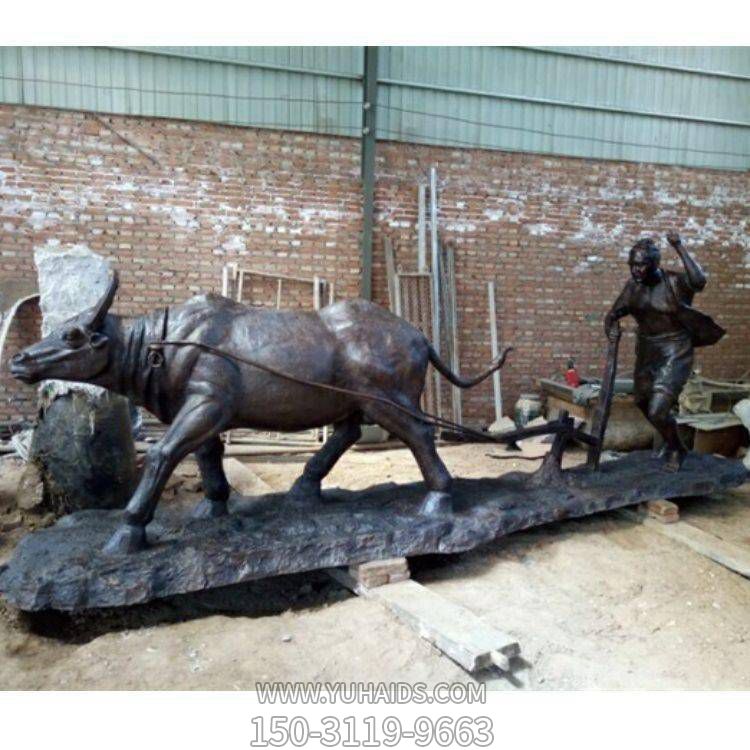 動(dòng)物城市景觀(guān)  玻璃鋼仿銅噴漆耕牛雕塑