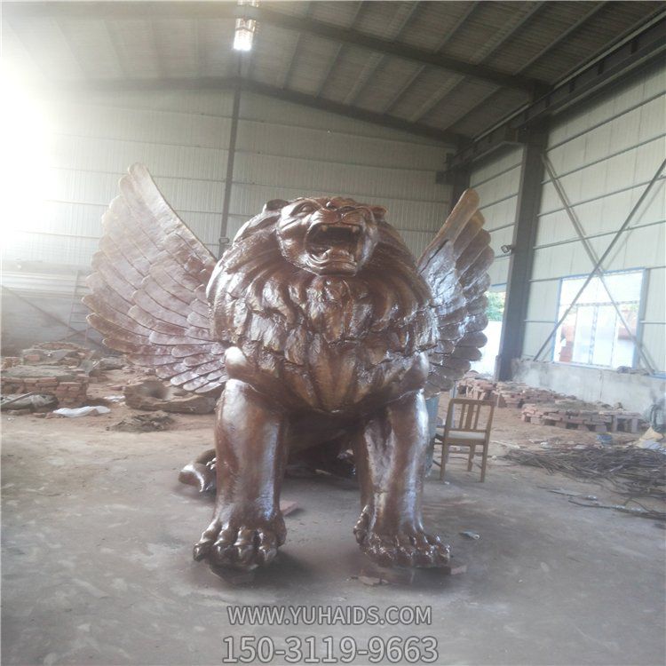 玻璃鋼仿銅大型西方飛獅別墅園林景觀(guān)雕塑