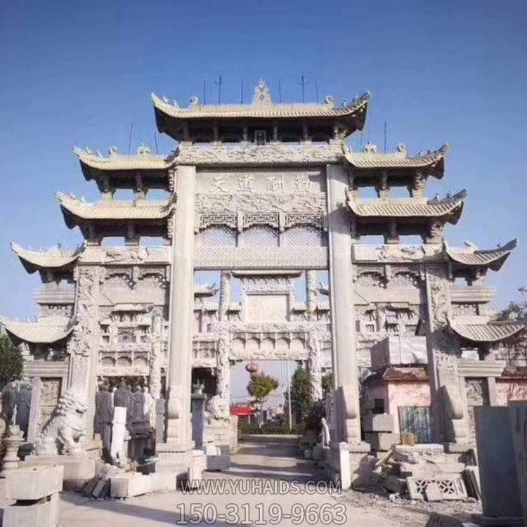 仿古石雕大型砂石大理石園林戶(hù)外農村牌坊雕塑