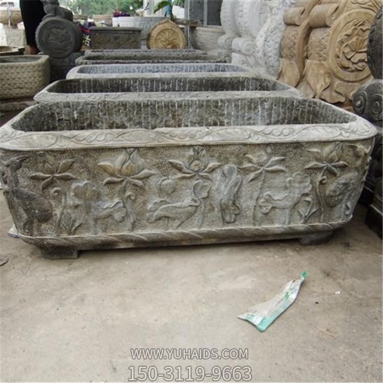 仿古青銅戶(hù)外園林景觀(guān)老石槽雕塑