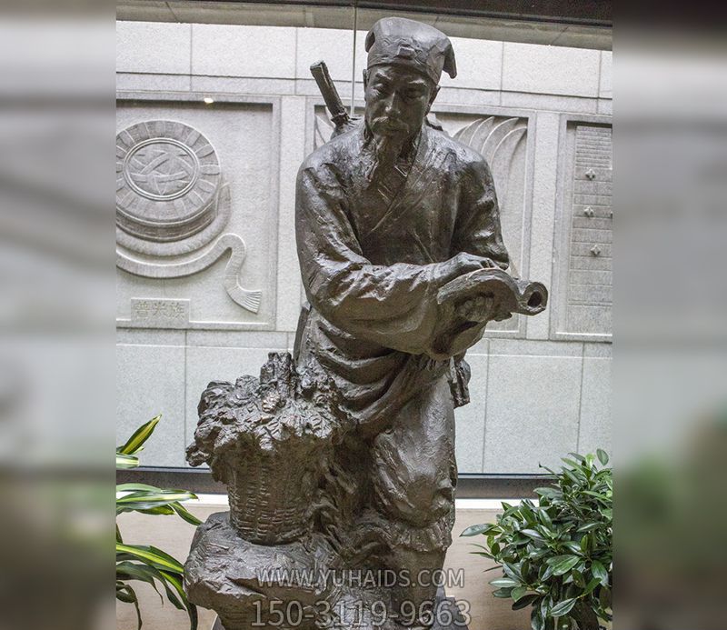 庭院園林擺放鑄銅浮雕醫學(xué)家李時(shí)珍青銅雕雕塑