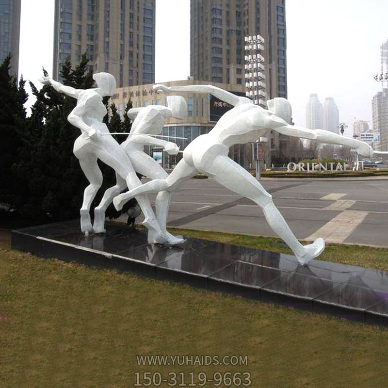 公園體育運動(dòng)之擊劍人物網(wǎng)格景觀(guān)雕塑