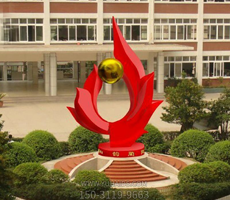 校園創(chuàng  )意玻璃鋼紅色旗幟雕塑
