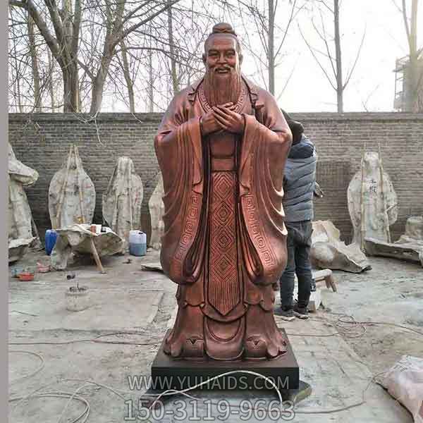 校園古代名人景觀(guān)玻璃鋼仿銅孔子雕塑
